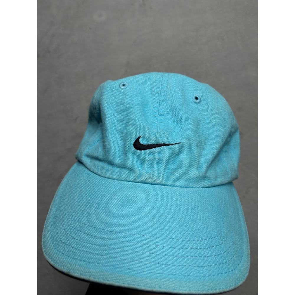 Vintage Nike Swoosh Baseball Cap Aqua Blue Cotton Adjustable Strap